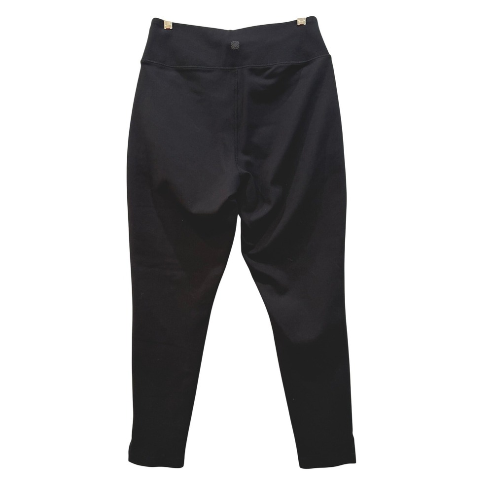 FLX Womens High Rise Zipper Pocket Leggings Black Tapered Ankle Slit Pants - Picture 2 of 6